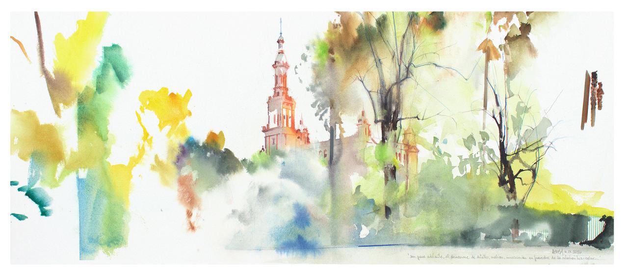 Torre Sur de la Plaza de España, desde el parque infantil